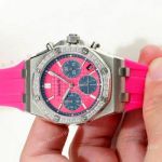 Fake Audemars Piguet Royal Oak offshore Diamond Bezel Red Dial Watches Women